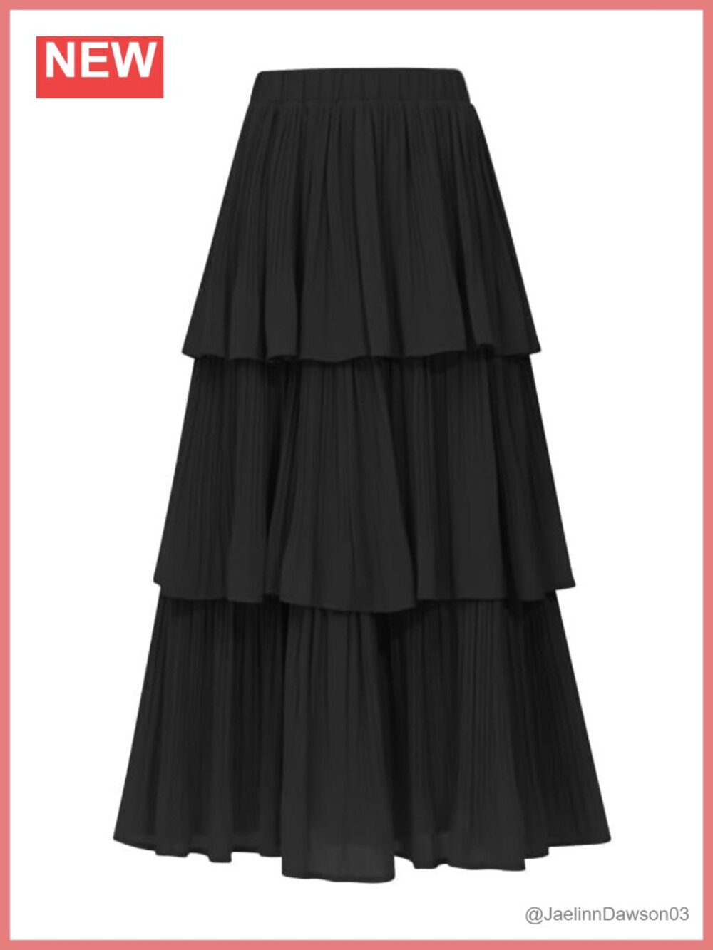 Women's Chiffon Tiered Ruffle Maxi Skirt High Waist A-Line Flared Pleated